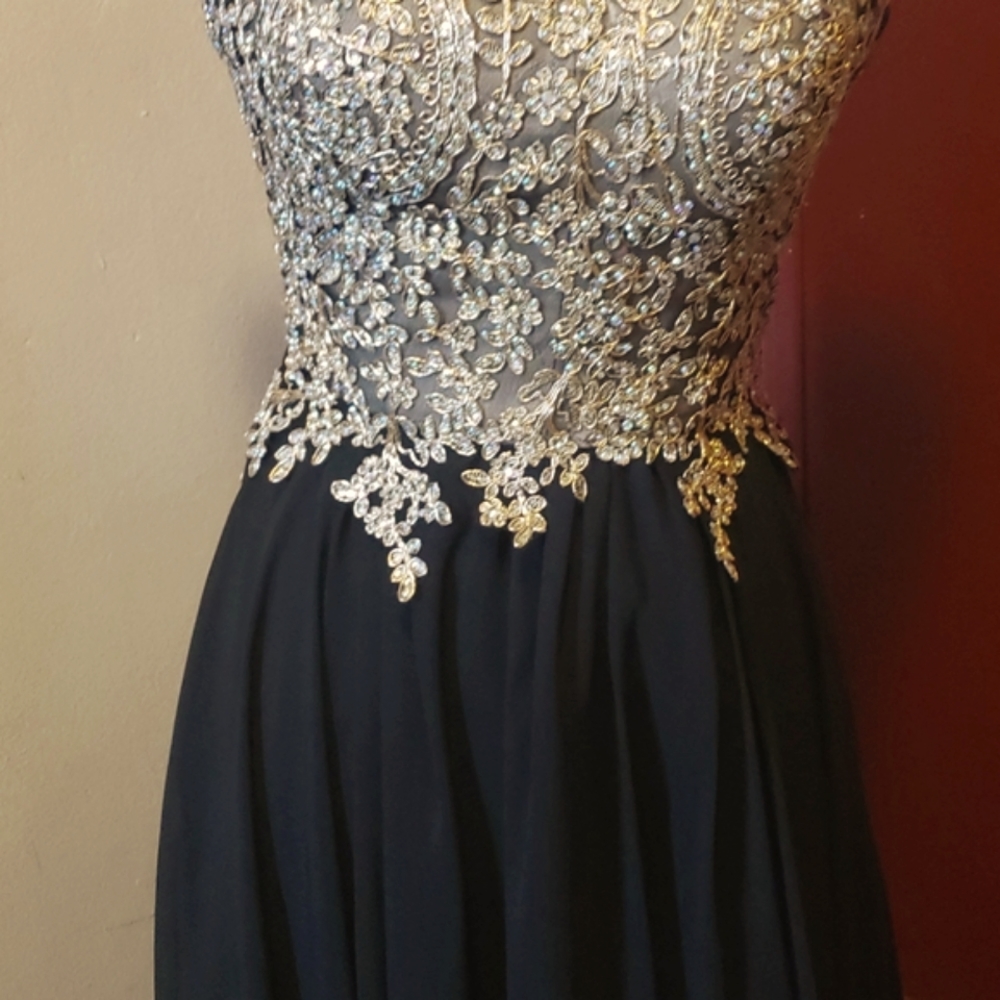 Cluster Sequin Embellished Bodice Flowy Chiffon Go - Picture 4 of 16